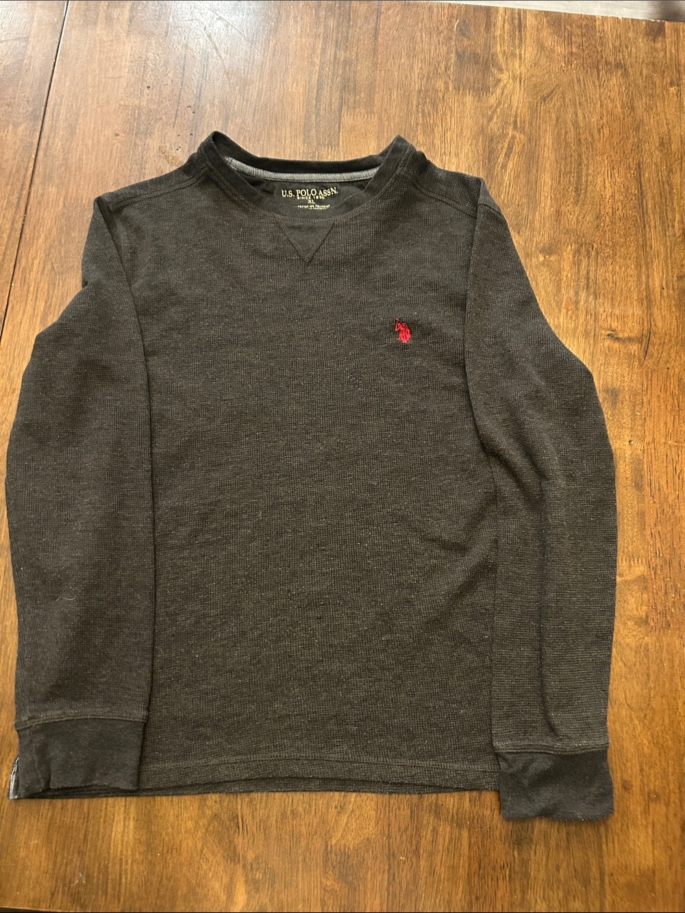 U.S. Polo Assn. Men's Charcoal Crewneck Sweater with Red Logo